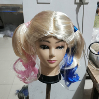 Modèles explosifs Extensions de cheveux Suicide Squad Harley Quinn Cosplay Perruque Rose Bleu Dégradé Cheveux