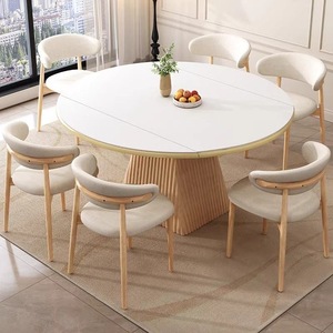 Ensemble <span class=keywords><strong>de</strong></span> table et chaises <span class=keywords><strong>de</strong></span> salle à manger en marbre et bois massif, moderne, extensible et pliable, <span class=keywords><strong>4</strong></span>, 6 ou 8 places, <span class=keywords><strong>design</strong></span> <span class=keywords><strong>de</strong></span> meubles <span class=keywords><strong>de</strong></span> salle à manger - Product Image 3