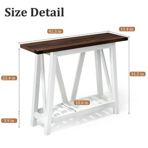 Tavoli Console in Legno Bianco Stile Fattoria Semplice con Ripiani per Ingresso e Soggiorno, Vendita all'Ingrosso - Product Image 5