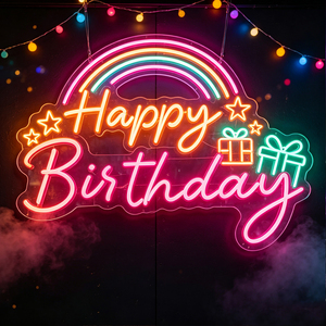 Enseigne néon LED personnalisée sans MOQ, pour intérieur et extérieur, décorations de fête d'anniversaire, lettres néon 3D lumineuses pour décoration murale d'événements - Product Image 1