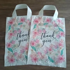 Bolsa de plástico personalizada con nombre de tienda de regalos, bolsas de agradecimiento, bolsas de compras a la venta, bolsas de polietileno para Ropa con logotipos