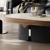 Table basse ovale de luxe italienne moderne style Bauhaus Creative Cloud avec plateau en marbre et structure en bois pour salon et appartement