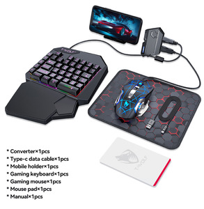 Ensemble de câbles de jeu mobile 5-en-1 T-WOLF TF950 pour joueurs, clavier à une main 40 touches, convertisseur souris, tapis de souris, support de téléphone, rétroéclairage LED - Product Image 4