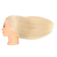 Tête de mannequin en cheveux humains 100% blonds de 20 pouces pour la pratique de la coloration, tête d'entraînement professionnelle pour la coiffure en salon