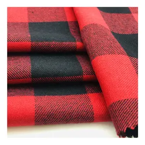 Yarn Dyed Both-Side Raised Flannelette Check Twill Brushed 100% Cotton Fabric