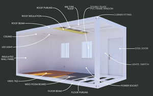 Maison préfabriquée extensible de 40 pieds, kit de logement préfabriqué de 20 pieds, hangar de <span class=keywords><strong>garage</strong></span> préfabriqué avec toiture en verre pour hôtel - Product Image 6