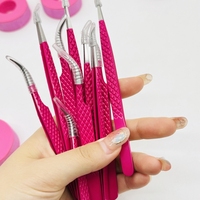 Pinces à cils à pointe en fibre, personnalisables avec poignées diamantées, pour volume droit, pour professionnels