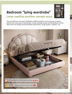 Letto Principessa <span class=keywords><strong>di</strong></span> Lusso per Bambini <span class=keywords><strong>in</strong></span> Stile Francese con Finiture <span class=keywords><strong>in</strong></span> Pelle, Design a Petalo, Struttura <span class=keywords><strong>in</strong></span> Legno Massello, Ottimo <span class=keywords><strong>Regalo</strong></span> per la Cameretta delle Bambine - Product Image 5