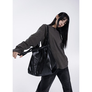 Soft <b>Large</b> Capacity Black Leather Tote <b>Bag</b> Minimalist Oversized Hobo Underarm Shoulder <b>Bag</b> Niche Casual Women Daily <b>Work</b> Handbag - Product Image 3