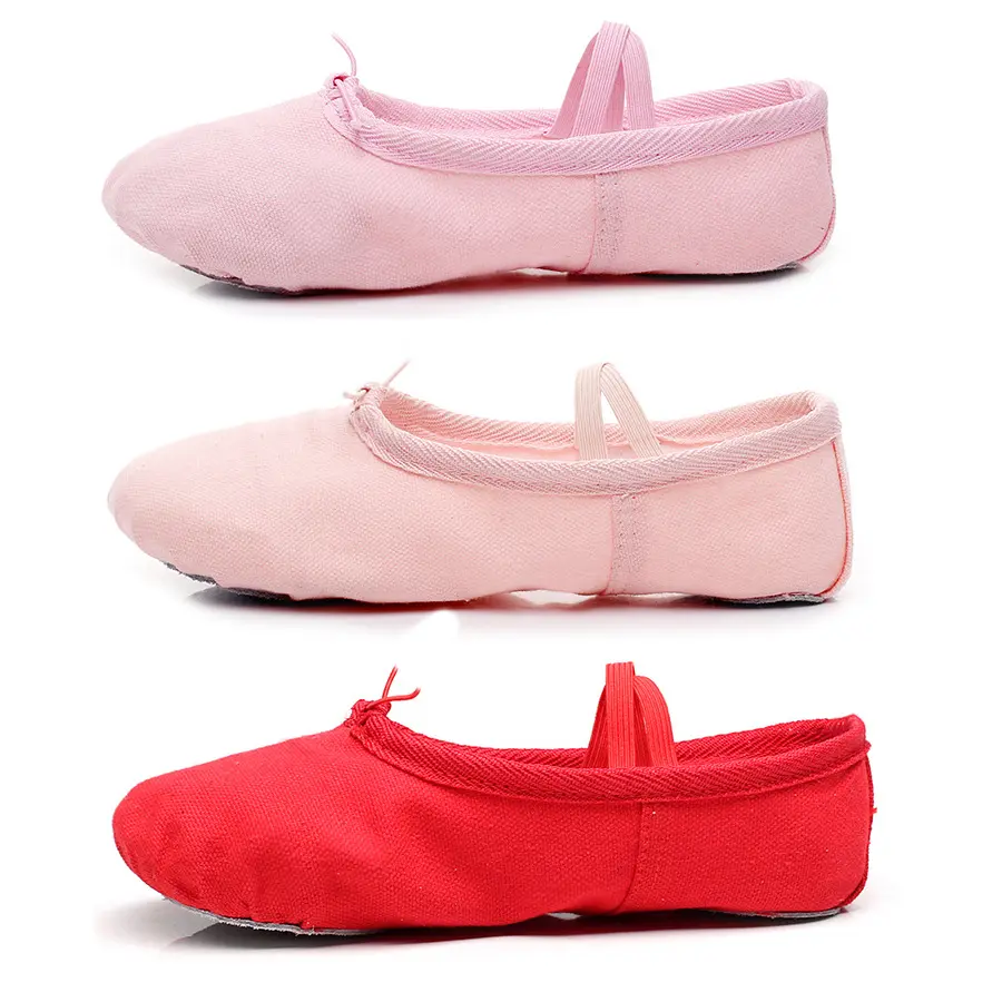 Cheapest kids ballet dance shoes Canvas split sole Slippers Women soft flat ballerina shoes girl for dancing