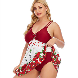Wholesale Factory Price OEM ODM Ladies/Womens Halter Two Piece Beach Dress <strong>Tankini</strong> Set Plus Size Swimsuit Swimwear - Product Image 1