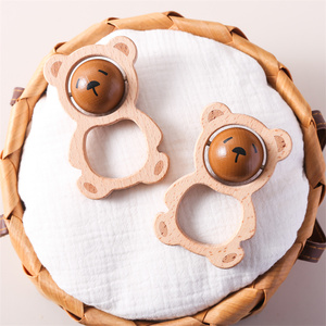 Juguete de oso rodante de madera Unisex de alta calidad, sonajero sensorial para recién nacido, Material de haya de fábrica directa, conejito suave para niños - Product Image 4