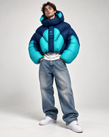 Veste matelassée biomorphique DiZNEW personnalisée pour homme, style streetwear, coupe sculpturale, panneaux organiques courbés, courte, rembourrée, usine BSCI