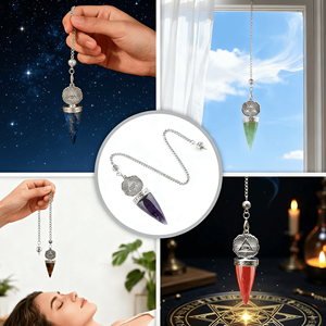 Prix d'usine Pendule conique en cristal de quartz pour la méditation, le Reiki, la sorcellerie et la spiritualité, avec motif Œil tout-voyant, pour la guérison et l'équilibre - Product Image 2