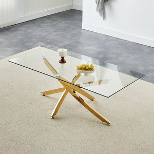 Châu âu phong cách hình chữ nhật gương kính hàng đầu kính hiện đại bàn ăn đặt 6 ghế - Product Image 1