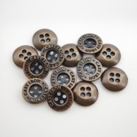 Boutons en alliage métallique bronze antique personnalisés avec logo, 4 trous, accessoires de couture pour vêtements
