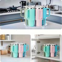 Organisateur de tasses et bouteilles d'eau rotatif en acrylique à 7 emplacements pour bureau et cuisine