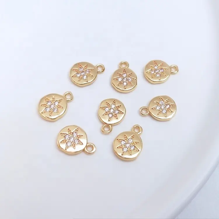 Liontin Jimat Isi Emas 14K untuk Dekorasi Kalung Delapan Bintang Pembuatan Perhiasan Buatan Tangan Mini Jimat