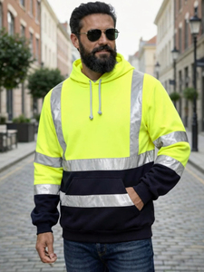 Sweat à capuche réfléchissant en velours pour homme, idéal pour les loisirs quotidiens en extérieur, anti-froid, disponible immédiatement - Product Image 1