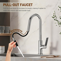 Keran Dapur Tarik Keluar TOPWAY Single Handle Stainless Steel 304 dengan Sprayer 2 Fungsi