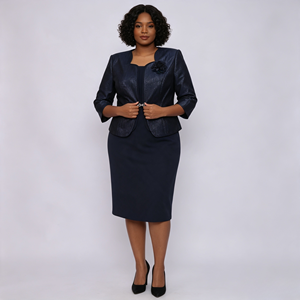 Ensemble deux pièces élégant pour femme grande taille, style robe et tailleur, idéal pour toutes les occasions, y compris pour l'église - Product Image 4