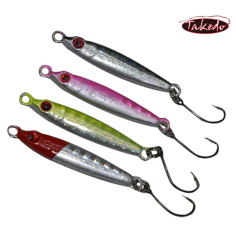 Takedo JY25 5G 4 Cm Hoge Kwaliteit Metalen Jig Lokken Twee Ogen Kleine Korte Vis Met Forel Haak Verticale jigging Lokt