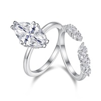 Bague Moissanite 7*14mm en argent 925 coupe marquise Bague Moissanite pour femme Bagues Moissanite pour femme avec certificat