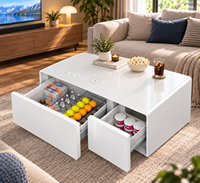 Table Basse Intelligente avec Réfrigérateur et Congélateur Intégrés, Chargement Sans Fil, Écran Tactile et Éclairage RGB pour Maison et Hôtel – Direct Usine