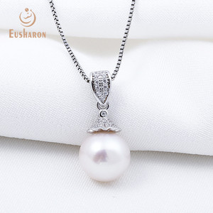Commercio all'ingrosso 925 gioielli in argento sterling personalizzato delle donne di cerimonia nuziale di zircon della perla della collana pendent - Product Image 3