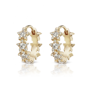 YINJU - أقراط من الفضة الاسترليني 925 و الذهب عيار 14 قيراط, الأناقة الكلاسيكية، مرصعة بنجمة الألماس و حلقة دائمة - Product Image 3