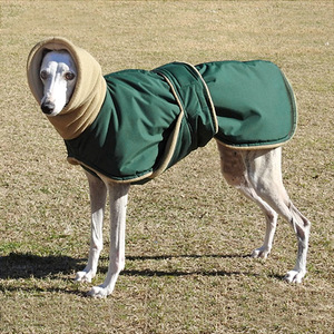 Abrigo para perro, chaqueta cálida de poliéster verde con capucha para invierno y otoño, para galgo de talla grande - Product Image 1