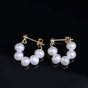 wholesale custom Handmade Pearl Bow Tassel <b>Dangle</b> <b>Earrings</b>, USA Imported 14K Gold Filled Material, Natural Freshwater Pearl - Product Image 3