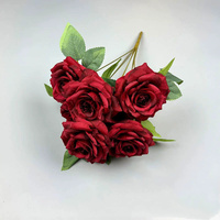 FL-959 Vente en gros 9 têtes de roses artificielles Bouquet de fleurs en soie blanches roses pour la maison Arrangements floraux de mariage