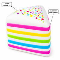 Lot de 3 balles anti-stress squishy en forme de tranches de gâteau arc-en-ciel, en mousse à remontée lente, avec confettis crème, cadeau de bureau pour les amateurs de desserts
