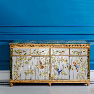 Consolle Curva in Legno Oro e Nero per Corridoio, Tavolino d'Appoggio Antico con Arte <span class=keywords><strong>Orientale</strong></span> Asiatica, Mobile Angolare per Casa - Product Image 5