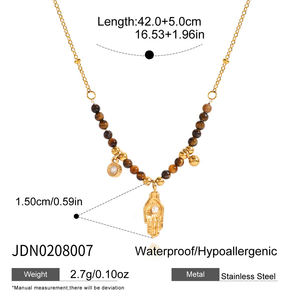 J & D Vintage Otoño Invierno joyería Acero inoxidable piedra Natural Ojo de Tigre Hamsa mano colgante collar - Product Image 5