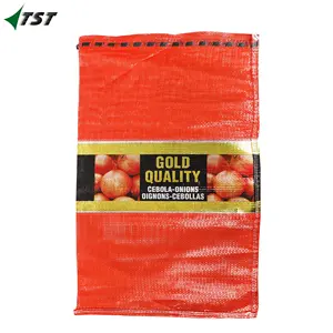 PP Leno Mesh Bolsas de embalaje de frutas Sacos de malla de cebolla roja para frutas vegetales