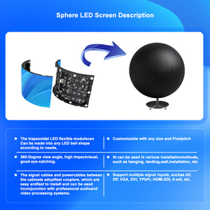 Sáng tạo mini Sphere LED hiển thị đường cong <span class=keywords><strong>Globe</strong></span> quảng cáo LED mô-đun màn hình <span class=keywords><strong>3D</strong></span> bóng Sphere LED hiển thị cho Bảo tàng - Product Image 2