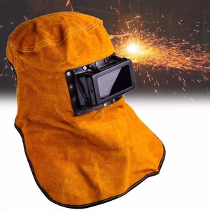Casques de soudage respirants et résistantes à la chaleur, unisexe, prix d'usine, <span class=keywords><strong>Protection</strong></span> DESHI avec objectif, <span class=keywords><strong>masque</strong></span> en cuir, Durable - Product Image 5