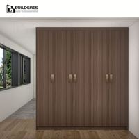 Armoire autoportante moderne Buildgres noire avec portes coulissantes, construction en bois durable, design élégant pour le rangement de la chambre
