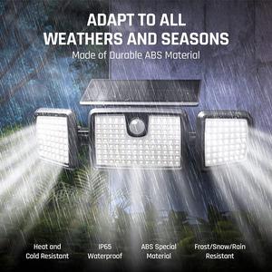 ソーラーライト屋外3ヘッドソーラーモーションライト屋外305 LED高輝度ソーラーモーションライト屋外庭用 - Product Image 3