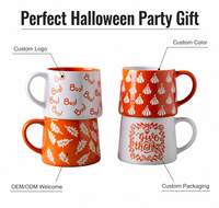 Tasse à café en céramique d'Halloween en gros, motif citrouille et feuille d'érable, en porcelaine, 11 oz, cadeau d'automne, tasse personnalisable avec logo pour la maison