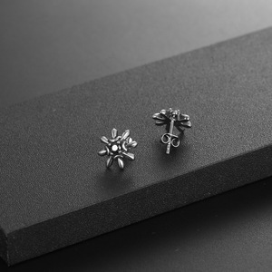 <b>Titanium</b> Steel Flower <b>Stud</b> Earrings With Zirconia For Women Party Jewelry CF140 - Product Image 3