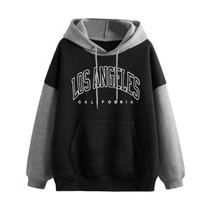 Personalized Embroidered Printing Custom Casual Oversized Unisex Hooded <b>Sweatshirt</b> Wholesale Splicing Contrast Color Kangaroo - Product Image 2