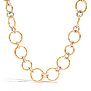 Collier à chaîne bicolore or et argent pour femme, chaîne de clavicule en acier titane, design géométrique, à porter au quotidien JDN0103031 PS - Product Image 5