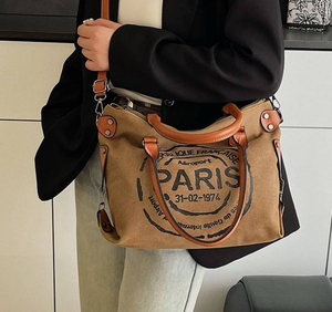 Retro crossbody <b>bag</b>, multifunctional canvas handbag, lightweight and durable, with letter printed shoulder <b>bag</b> - Product Image 5