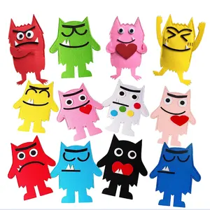 2024 Nieuwe Aankomst Voelde Baby Montessori Speelgoed Monster Hand Emotie Pop Vilt Speelgoed Voor Educatie Cadeau