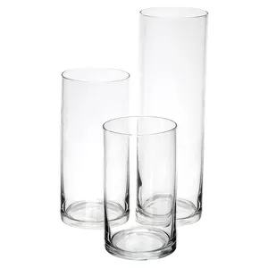 Groothandel cilinder vazen voor kaarsen-Meest Populaire Hoge Kwaliteit Cilinder Glazen Bloemenvaas Custom Glazen Vaas Voor Home Decoration