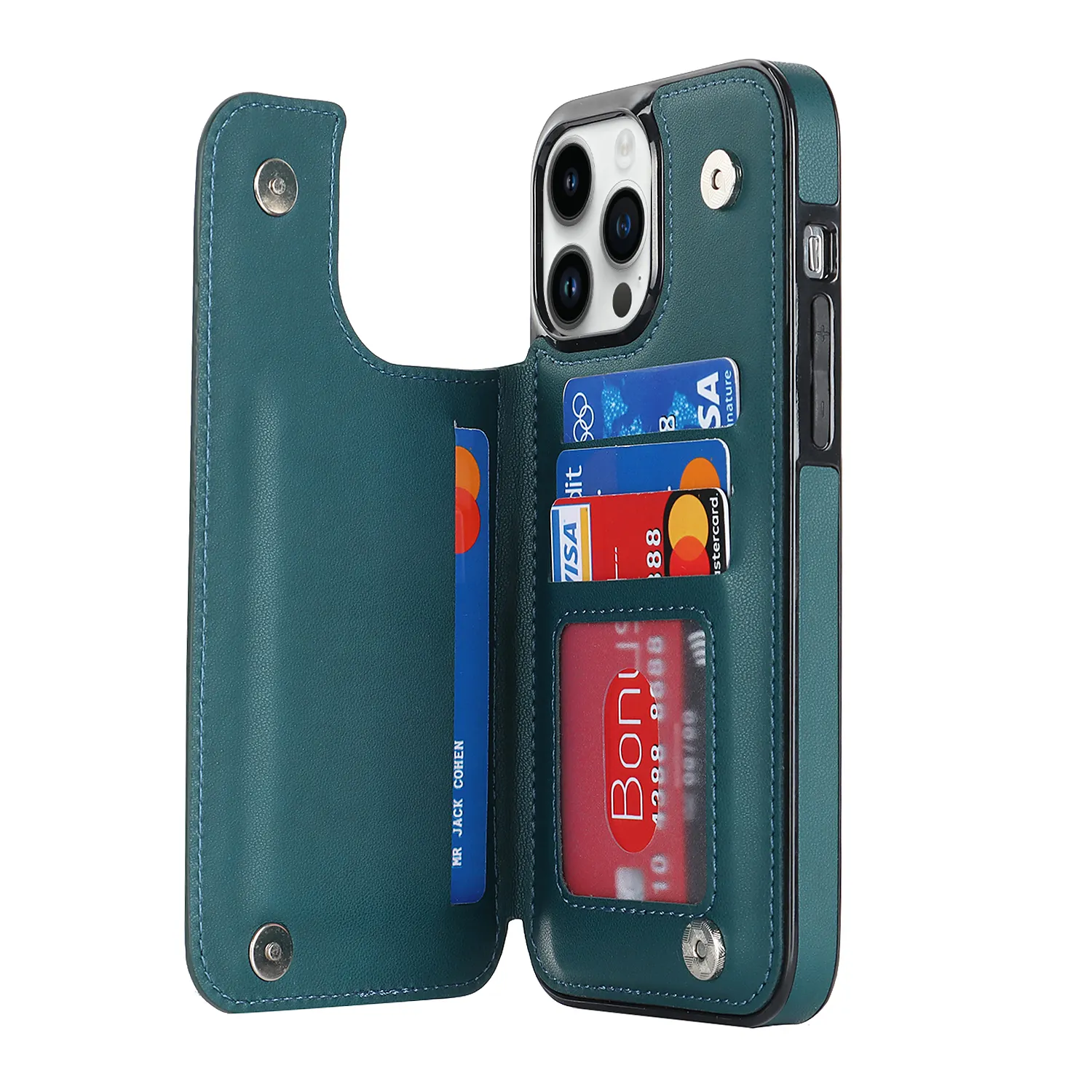 4 Card Slots luxury Grid PU Leather Phone Case Stand Card Wallet for iPhone 15 14 13 12 pro max plus Phone Back Cover