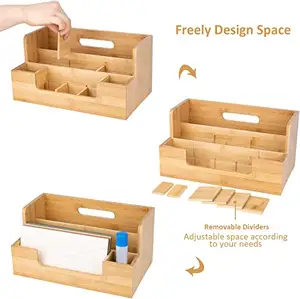 Bamboo Desk Organizers Set Makeup Storage Drawer Bamboo Pencil Holder